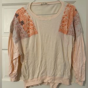 Free People Peach long Sleeve relaxed Tee